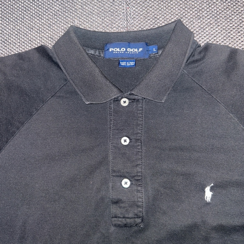 90s Polo Ralph Lauren Black Polo Shirt Large